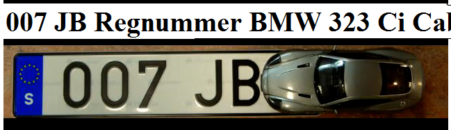 registrations plate 007 JB 