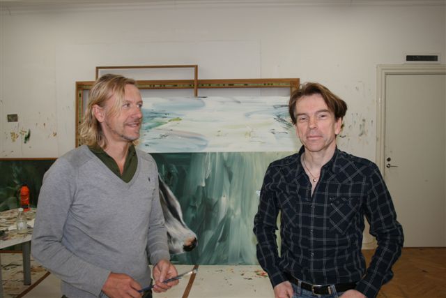 Ernst Billgren tillsammans med Gunnar Bond James Schfer i konststudion 