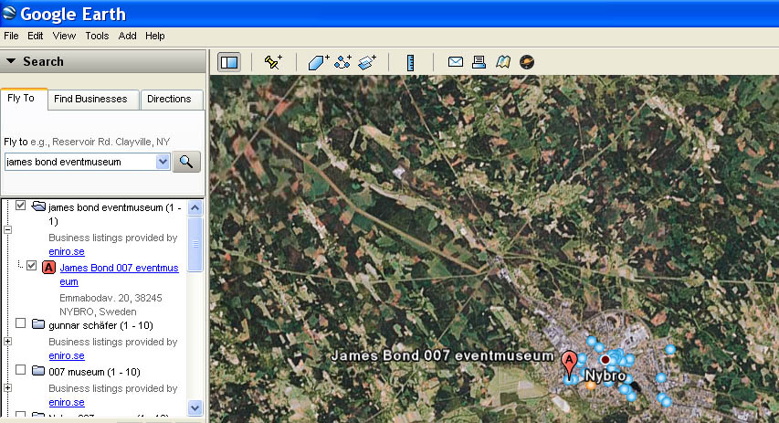Helt nytt att Google Earth  har tagit med James Bond 007 museum på världskartan.