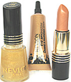 Revlon 007 Collection Comprising of Super Lustrous Lipstick ( Guilded Chrome), a Revlon Nail Polish (Golden Eye) and a Eye Shadow ( Golden Eye).!