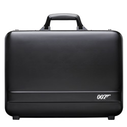 Aluminum Attach Carrying Case Originally home to a folding sniper rifle and ammo, the Sony version of the Bond attach case contains custom foam cutouts that provide a snug-fitting, secure home for your non-lethal precious cargo. The attach is constructed of black aluminum and features an embossed 007 Gun Logo.