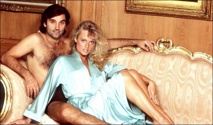 Bed of dreams ... George Best with Miss World Mary Stavin