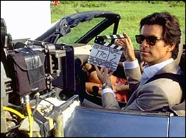 Brosnan on set with the 1996 BMW z3 Roadster