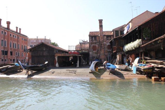 GONDOLA SQUERO SAN TROVASO VENICE 2012 27 JUNI   Venetian Gondola is made at the Gondola workshop of Squero San Trovaso in Venice, Italy