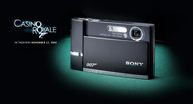James Bond 007 Cyber-shot DSC-T50 Digital CameraDSCT50/JBPKG On your next mission, snap pictures on the sly with the limited edition, James Bond 007 Cyber-shot DSCT50/JBPKG. This ultra-compact digital camera features the 007 logo and carrying case
