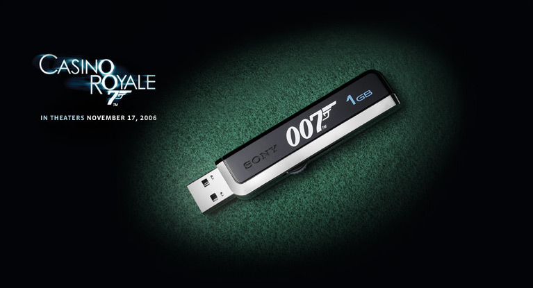 James Bond 007 1GB Micro VaultUSM1GJ/B Swipe important data and files with the 1GB James Bond 007 Micro Vault USB Flash Drive. Transfer documents from one PC to another and share them with colleagues and correspondents. This special edition drive features the 007 logo on the side of the device. Obtain top secret documents in seconds with the 1GB special edition USM1GJ/B James Bond 007 Micro Vault Micro Vault Flash Drive. 