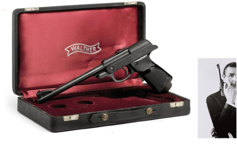Walther LP53 air pistol held by Sean Connery as James Bond advertising campaign for the 1963 From Russia With Love