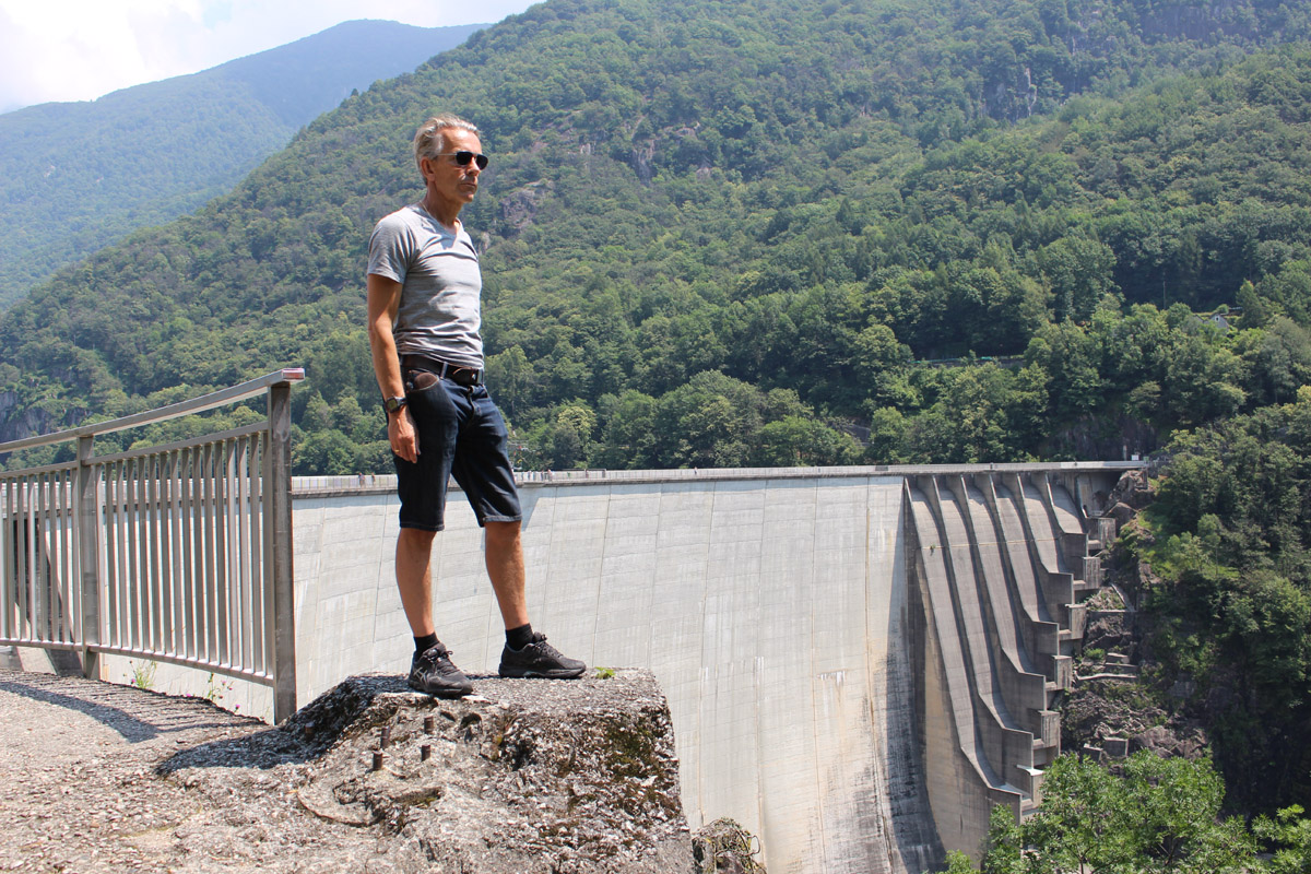 James Bond Gunnar Schfer from James Bond 007 Museum visit Verzasca Dam Switzerland. 